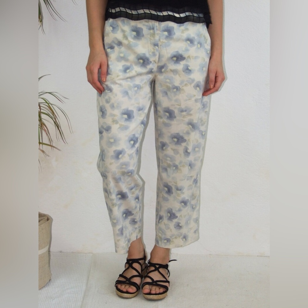 Sigrid Olsen Floral silk  Cropped Pants Sz 12P